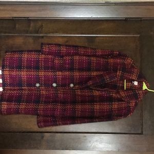 Preworn A New Day burgundy/pink/ black plaid coat
